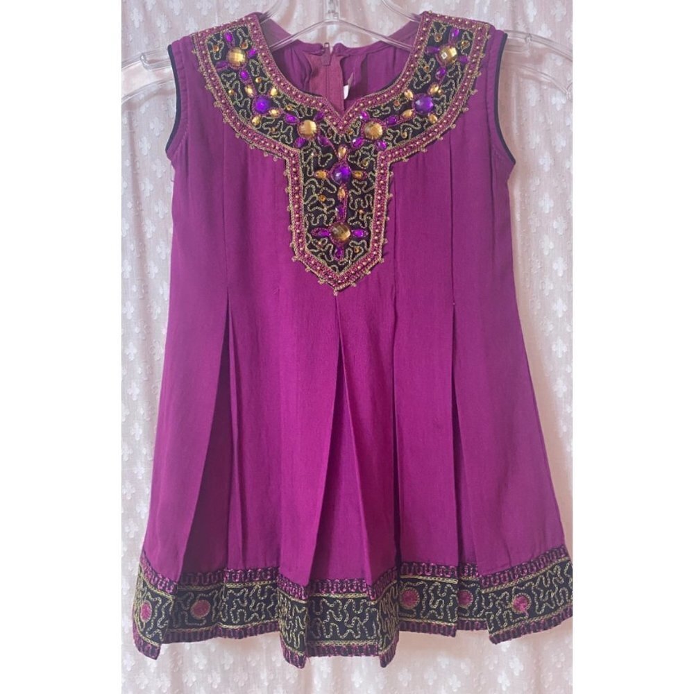 Custom made jewel tone embellishement ornamemnt decoration dress, ages 18-24 mon